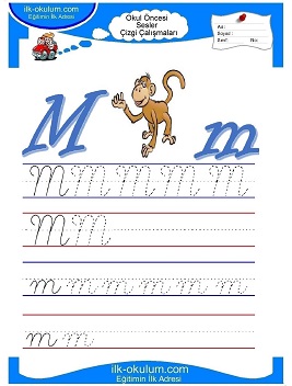 Çocuklar İçin Sesler Çizgi Çalışmaları Çalışma Sayfaları 